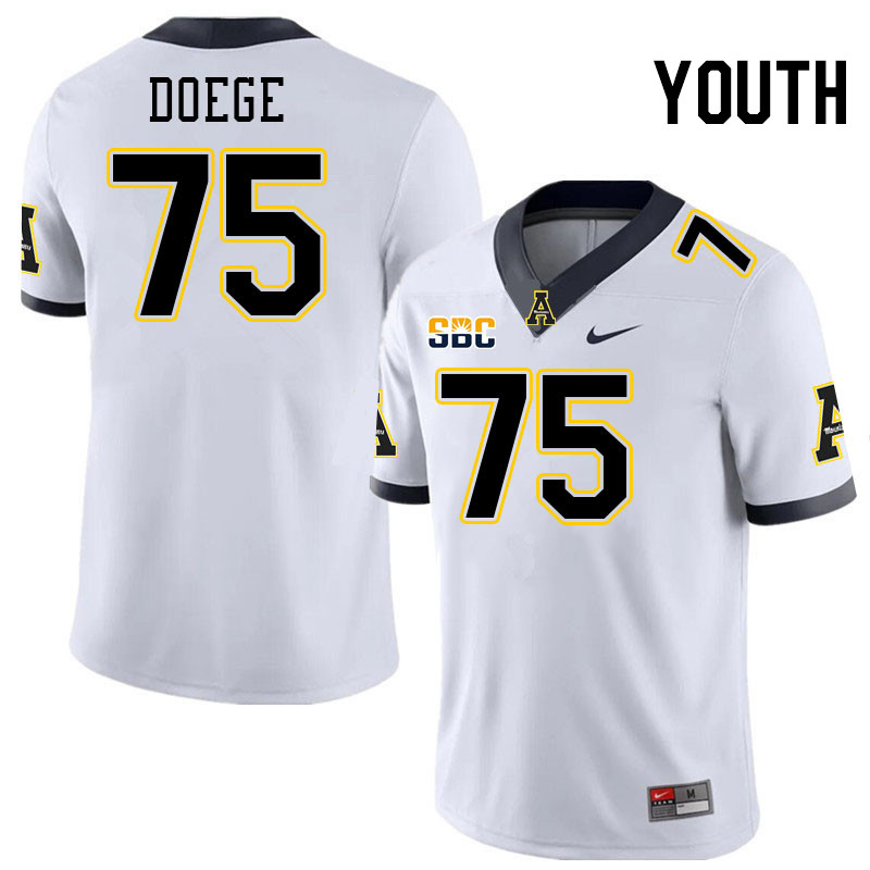 Youth #75 Felix Doege Appalachian State Mountaineers College Football Jerseys Stitched-White